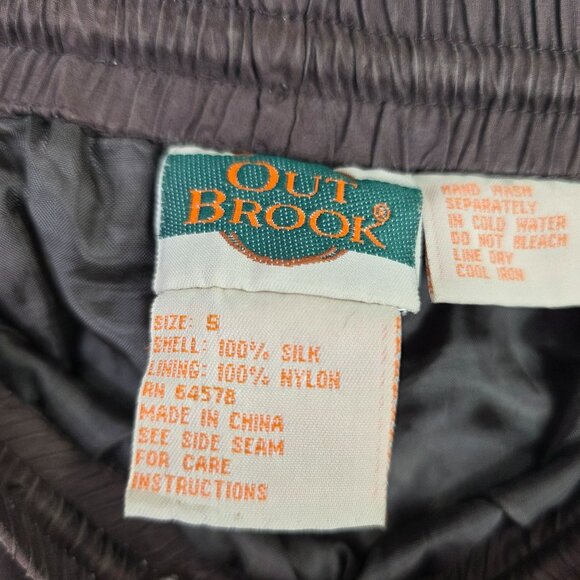 Womens Vintage Outbrook Brown 100% Silk 2 Piece Jacket & Pant Set Outfit Size S - Picture 8 of 14